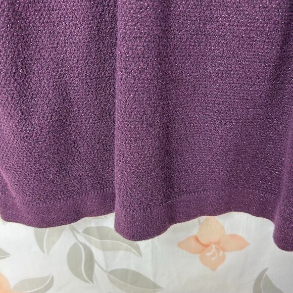 Express Mini Dress Womens Small Purple Sparkling Knit Short Sleeve Round Neck - Picture 4 of 10